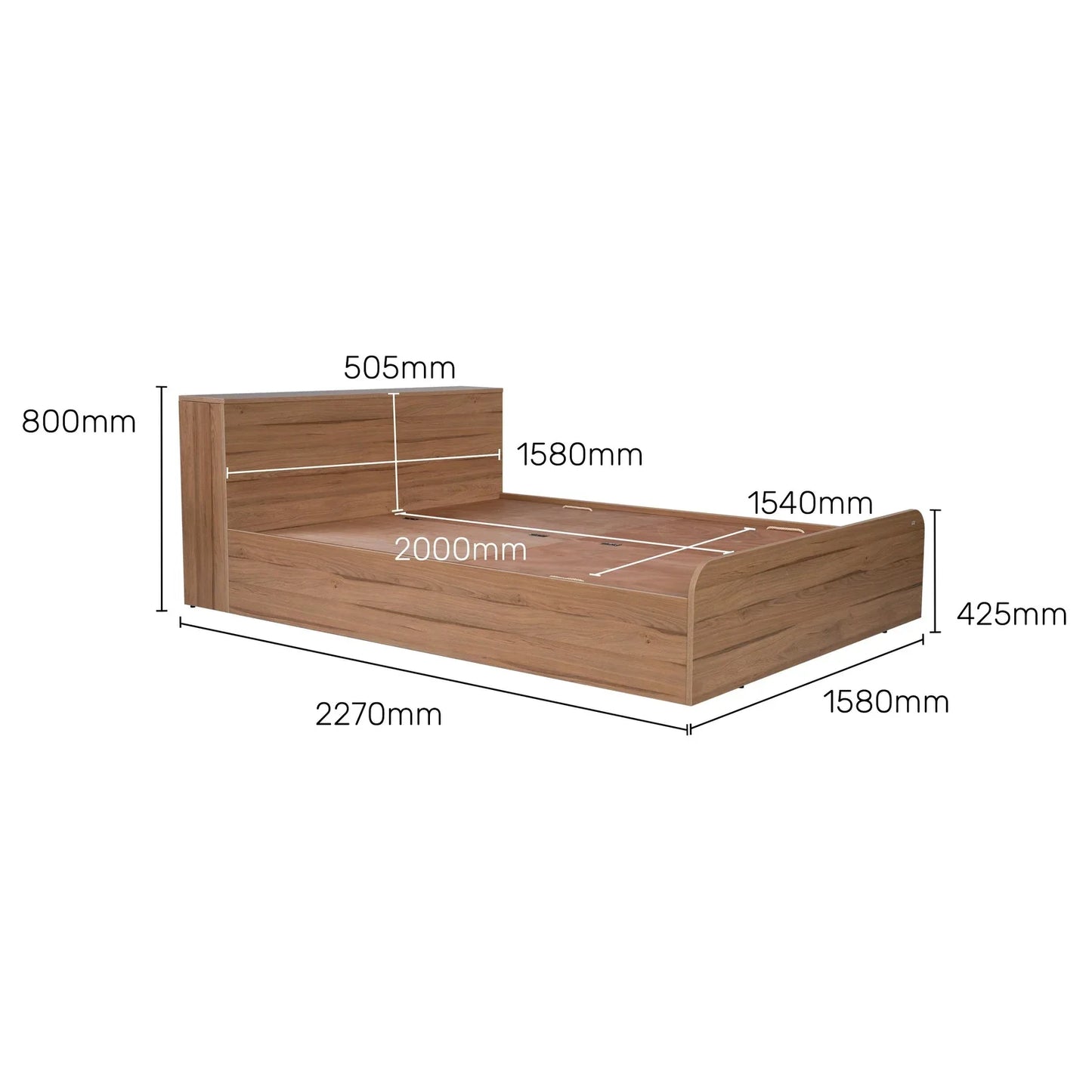 Queen Size Bed with Storage Headboard