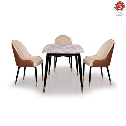 4 Seater Dining Set with Marble Finished Top