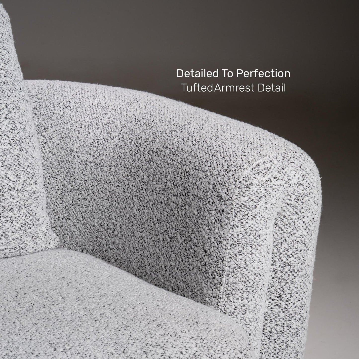Boucle 1 Seater Curved Sofa in Moonlight Grey