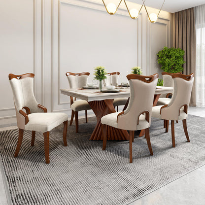 6 Seater Dining Set with Marble Finished Top