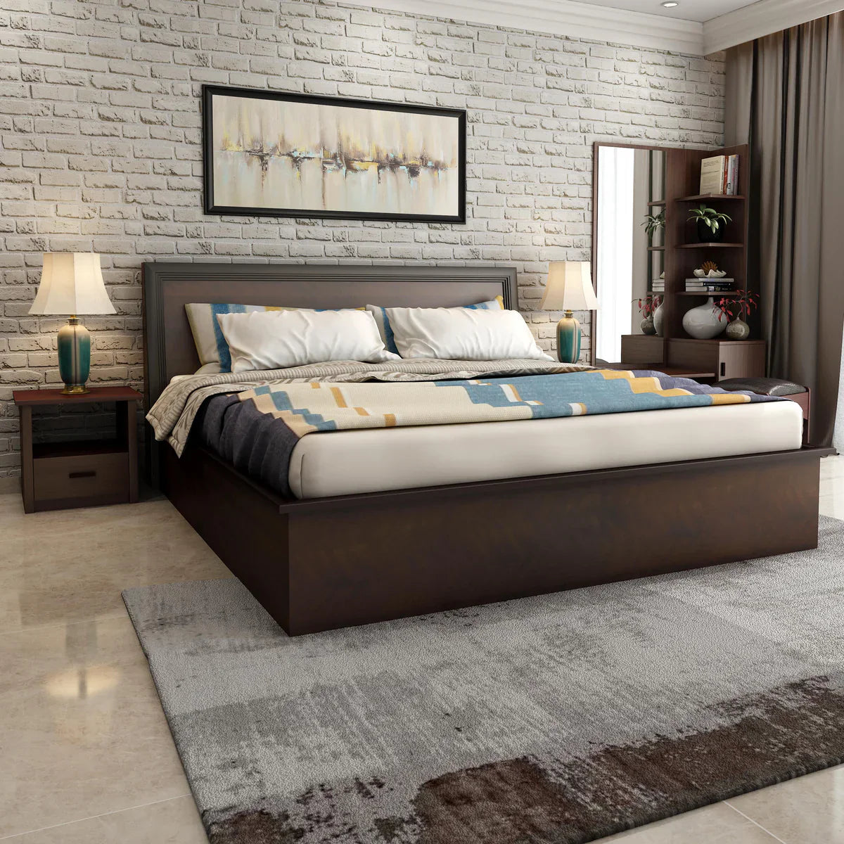 Queen Size Bed with Hydraulic Storage