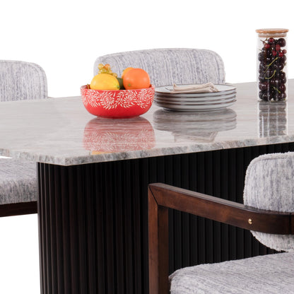 Natural Stone 6 Seater Dining Set with Storage