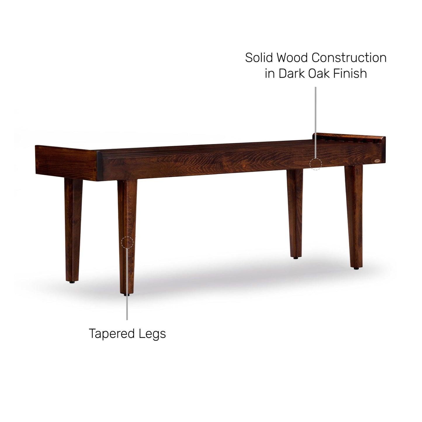 Solid Wood Bench in Dark Oak Finish