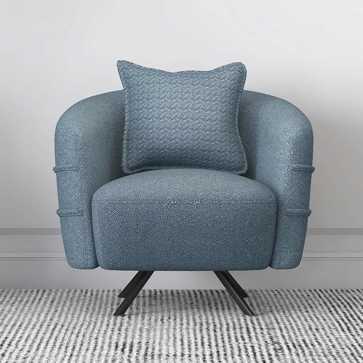 Boucle 1 Seater Sofa in Teal Blue
