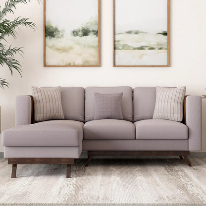 Velvet L-Shaped Sofa with Leatherette Side Pockets