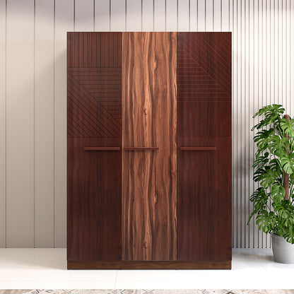 Veneer 3 Door Wardrobe in Walnut Finish