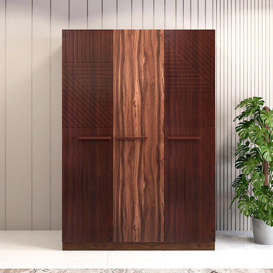 Veneer 3 Door Wardrobe in Walnut Finish