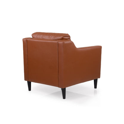 Leatherette 1 Seater Sofa in Tan Brown