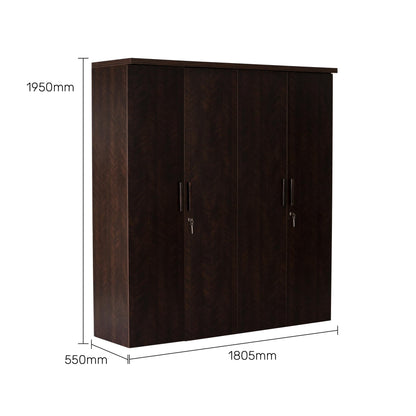 4 Door Wardrobe in Dark Cherry Finish