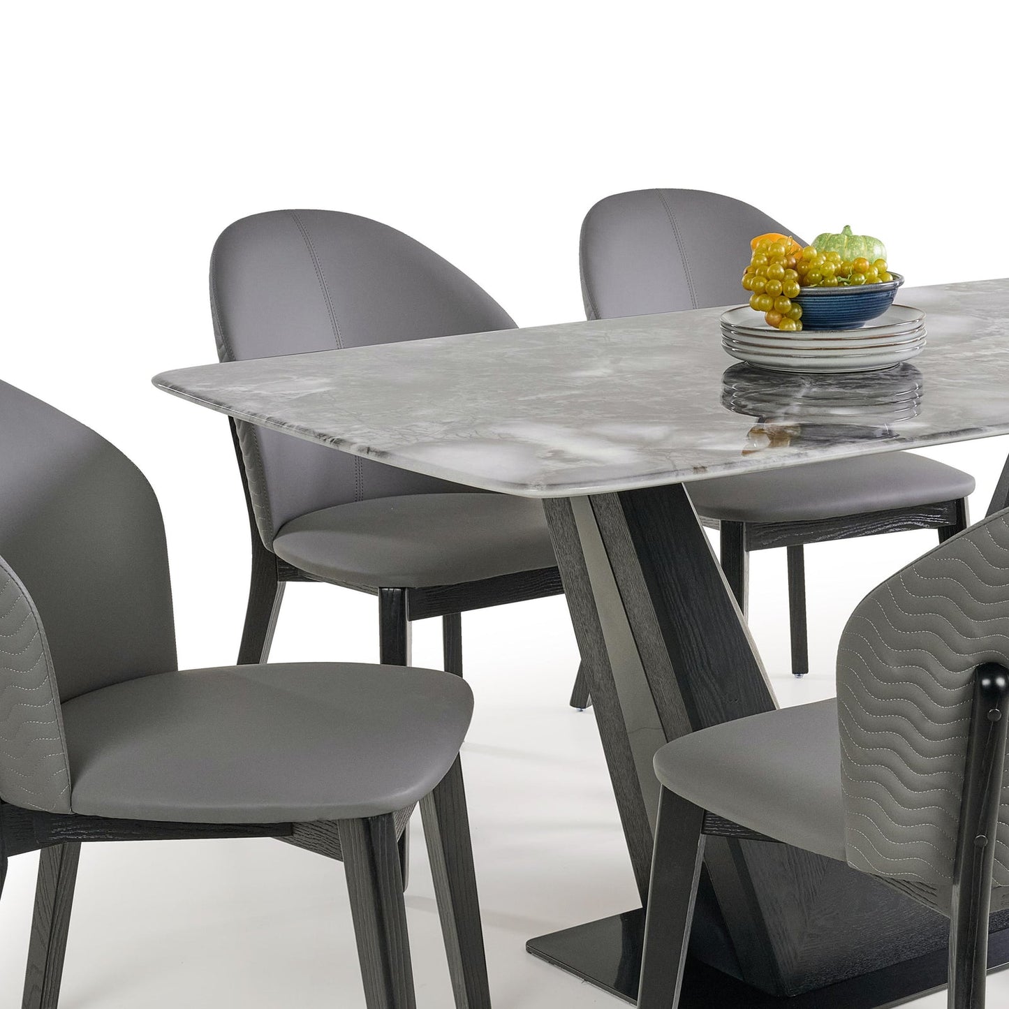 6 Seater Dining Set with Marble Finished Top