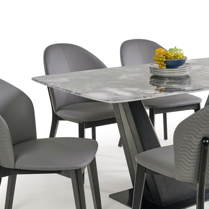 6 Seater Dining Set with Marble Finished Top