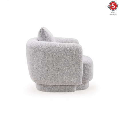 Boucle 2 Seater Curved Sofa in Moonlight Grey