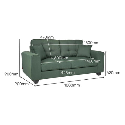 Linen 3 Seater Sofa in Fern Green