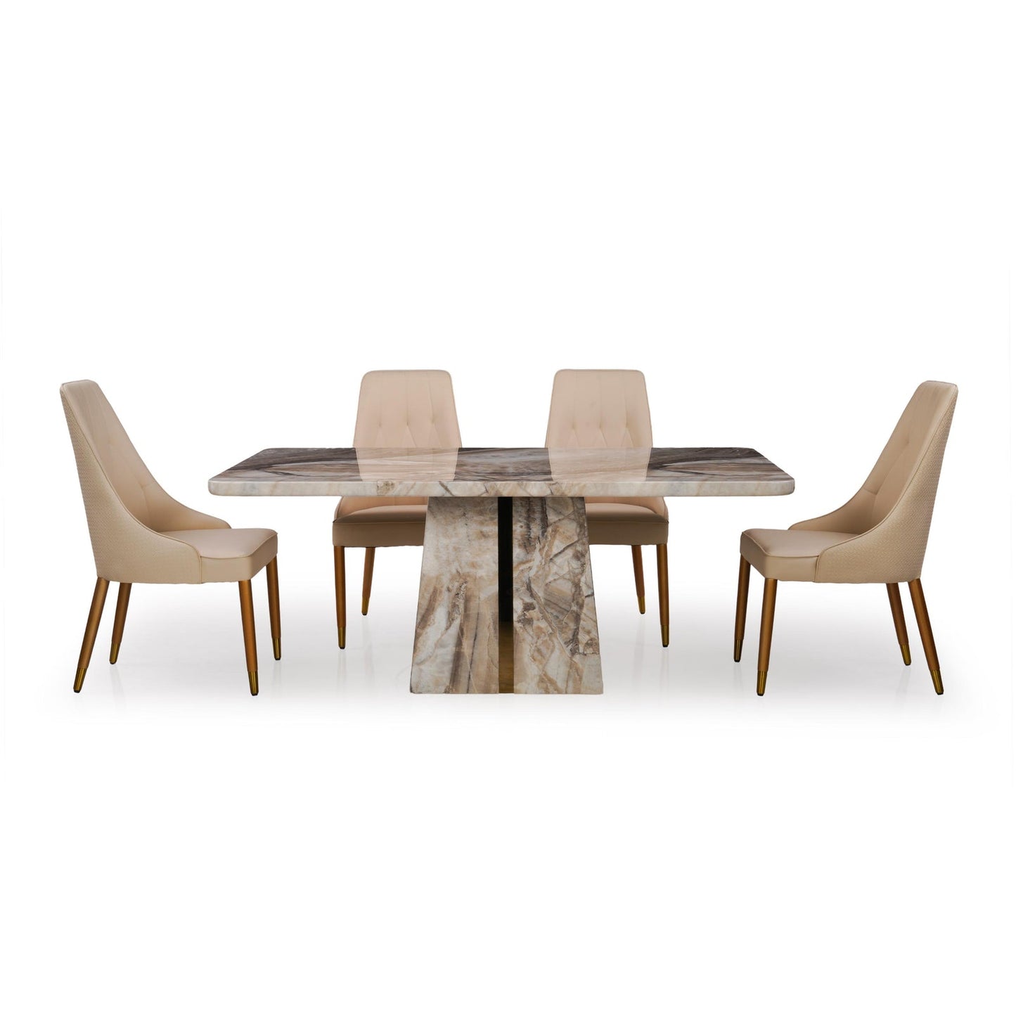6 Seater Dining Set with Marble Finished Top