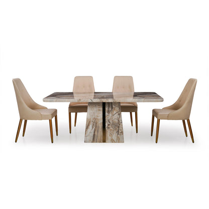 6 Seater Dining Set with Marble Finished Top