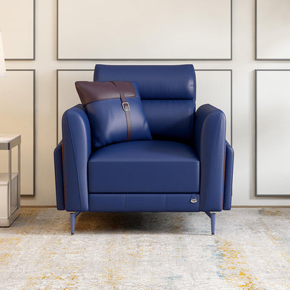 Leatherette 1 Seater Sofa in Galaxy Blue