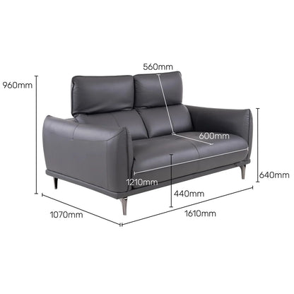Leather 2 Seater Sofa with Adjustable Headrest