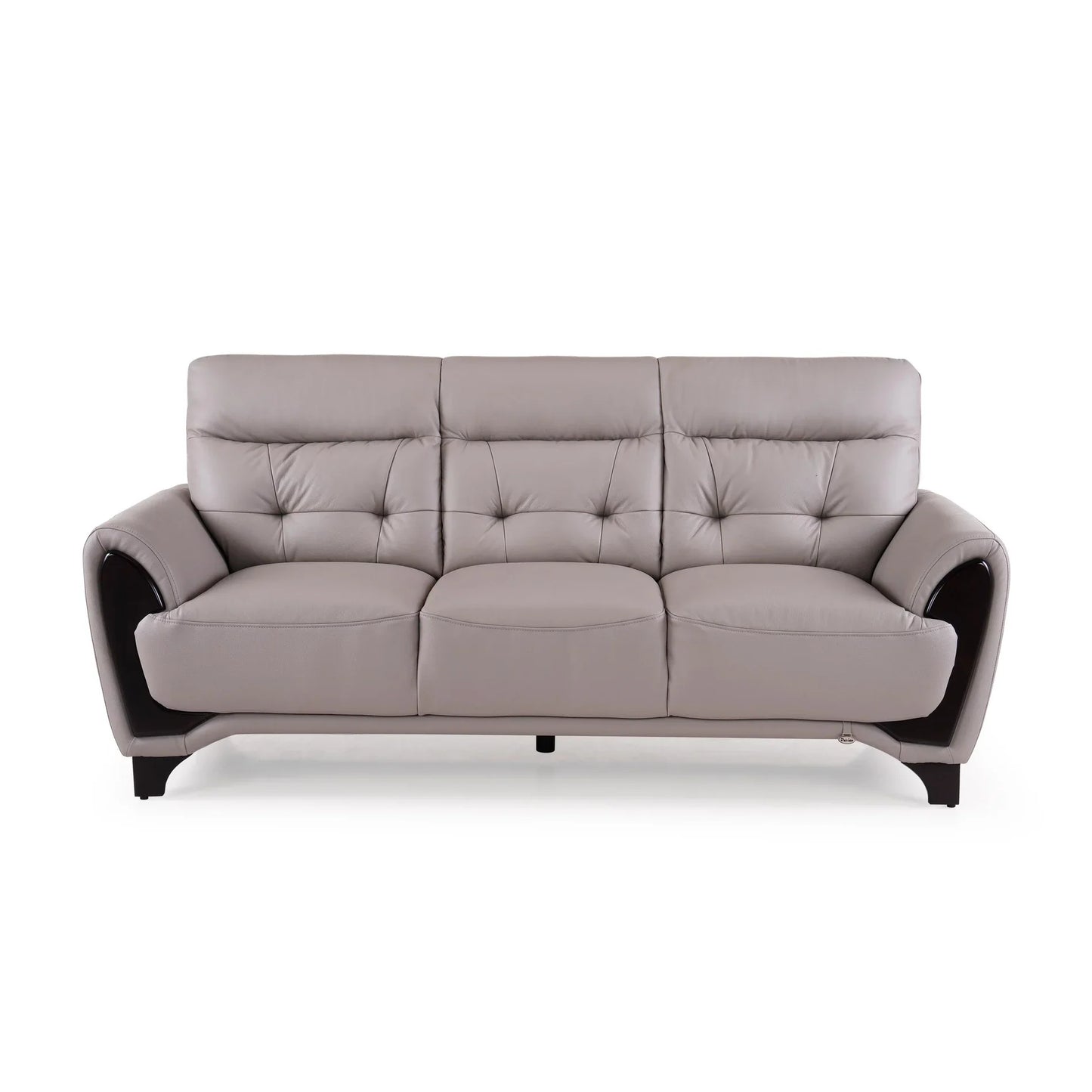 Leather 3 Seater Sofa in Light Grey