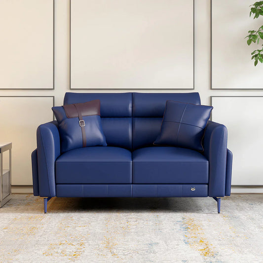Leatherette 2 Seater Sofa in Galaxy Blue