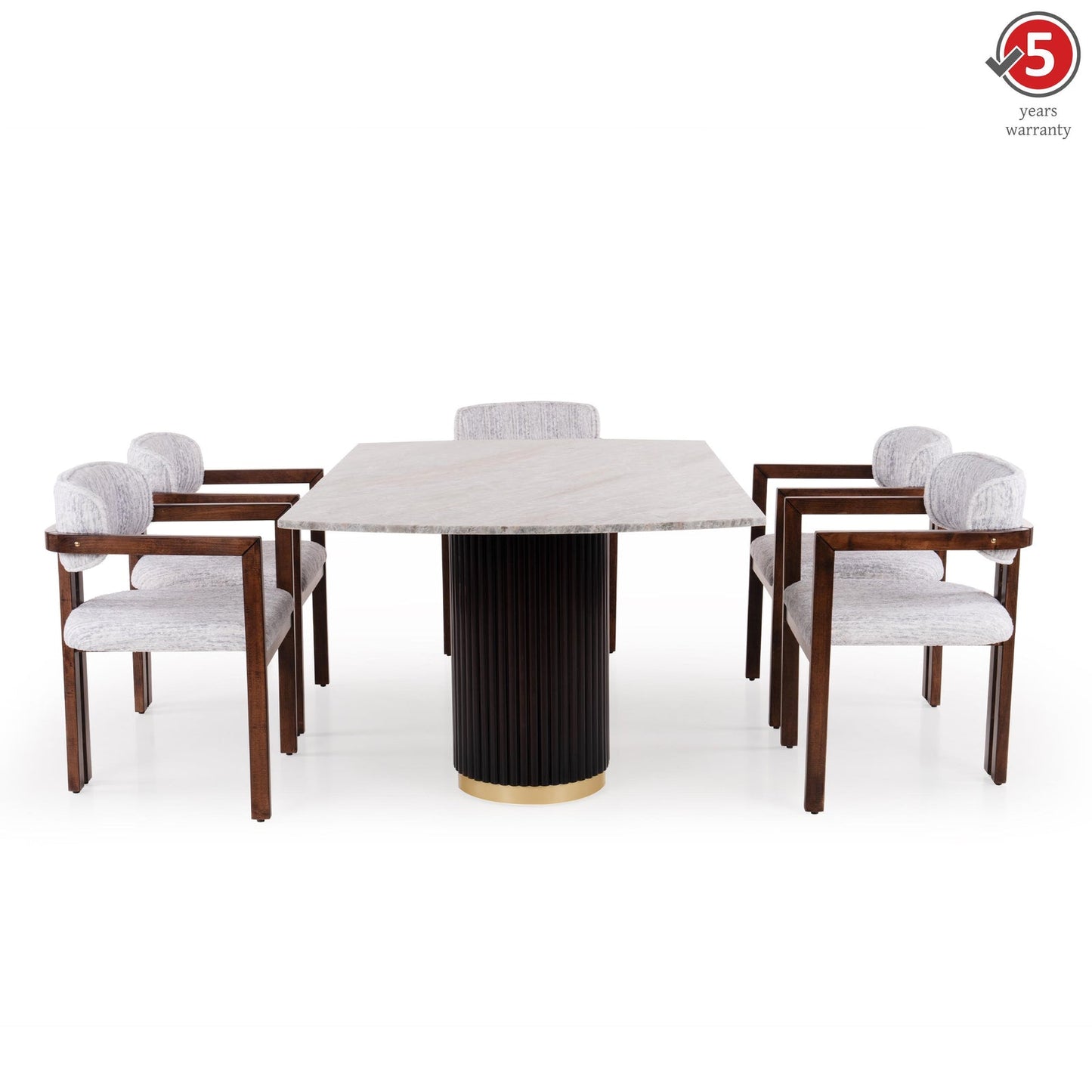 Natural Stone 6 Seater Dining Set with Storage