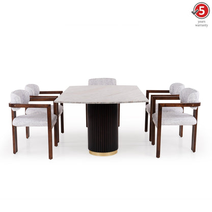 Natural Stone 6 Seater Dining Set with Storage