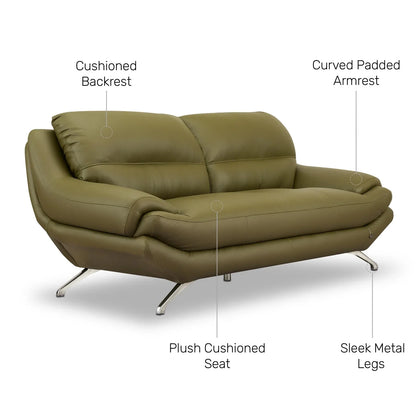 Leatherette 3 Seater Sofa in Olive Green