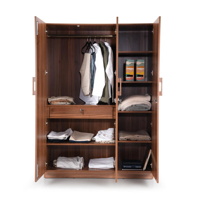 3 Door Wardrobe in Walnut Finish