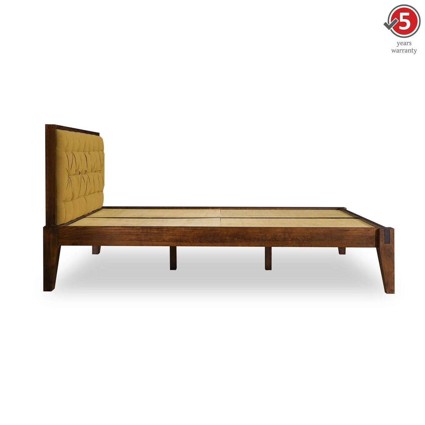 Solid Wood Queen Size Bed with Upholstered Headboard