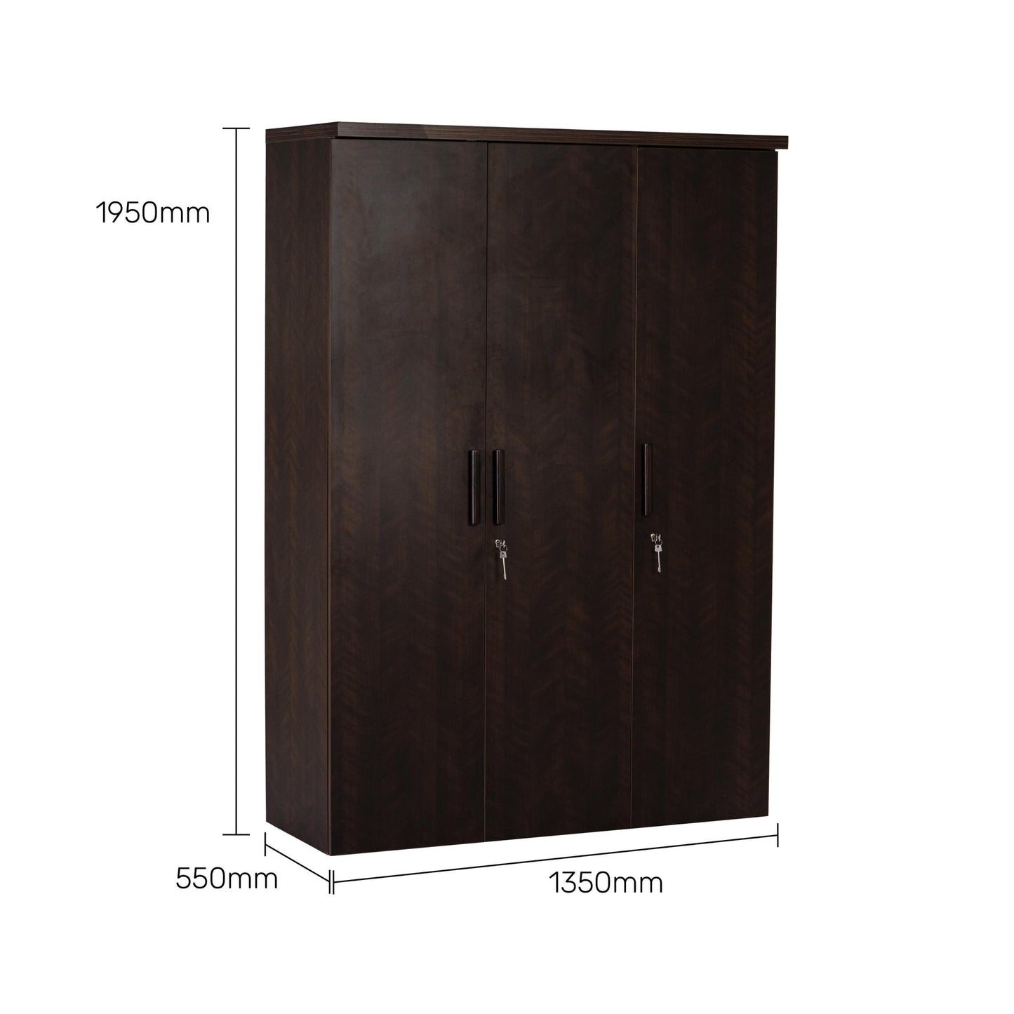 3 Door Wardrobe in Dark Cherry Finish