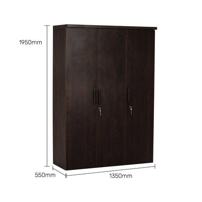 3 Door Wardrobe in Dark Cherry Finish
