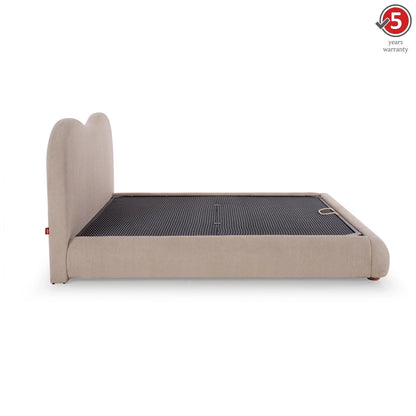 Curved Upholstered Low-Profile Queen Size Bed