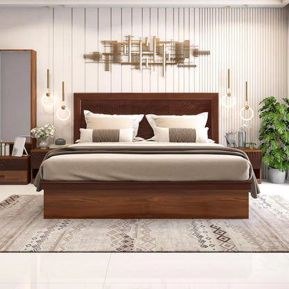 Queen Size Bed with Veneer Headbaord & Hydraulic Storage