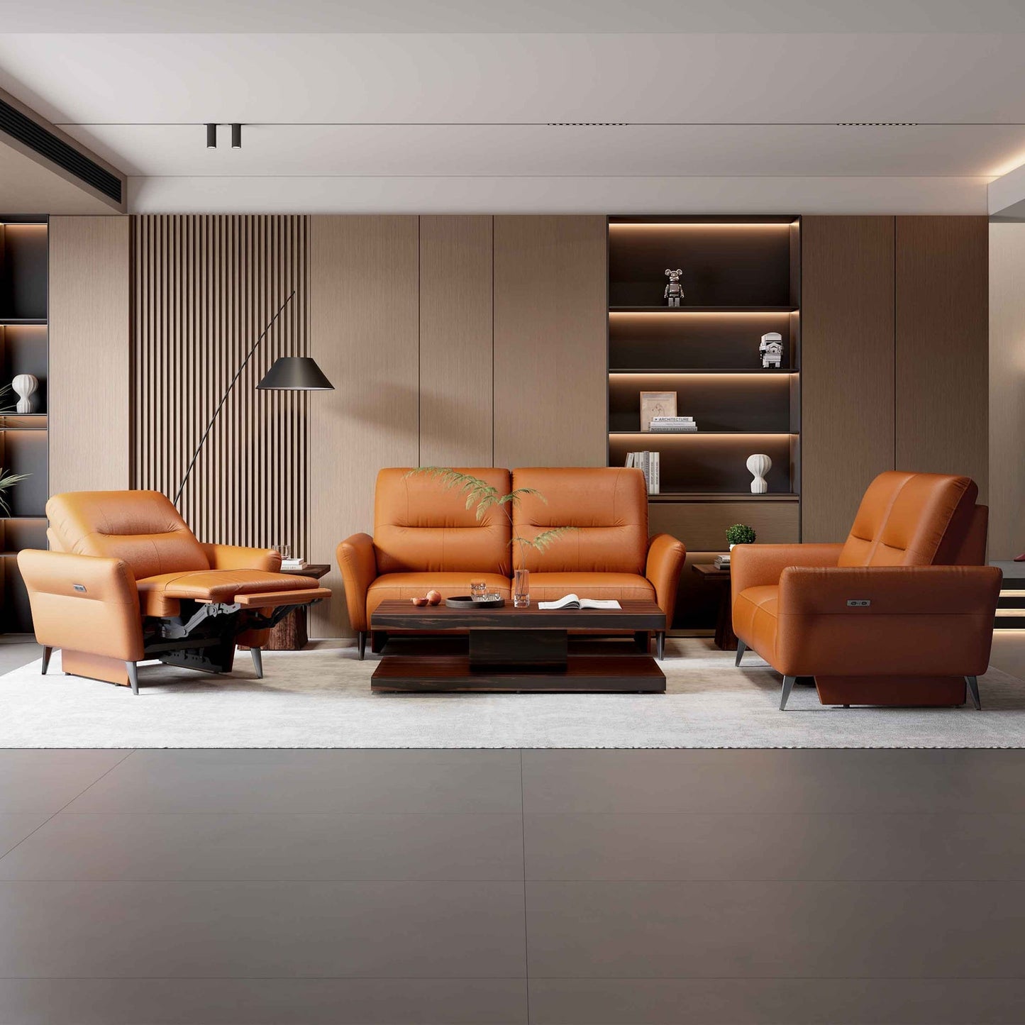 Leather 2 Seater Power Recliner with Charging Ports