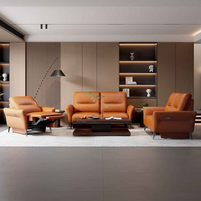 Leather 2 Seater Power Recliner with Charging Ports