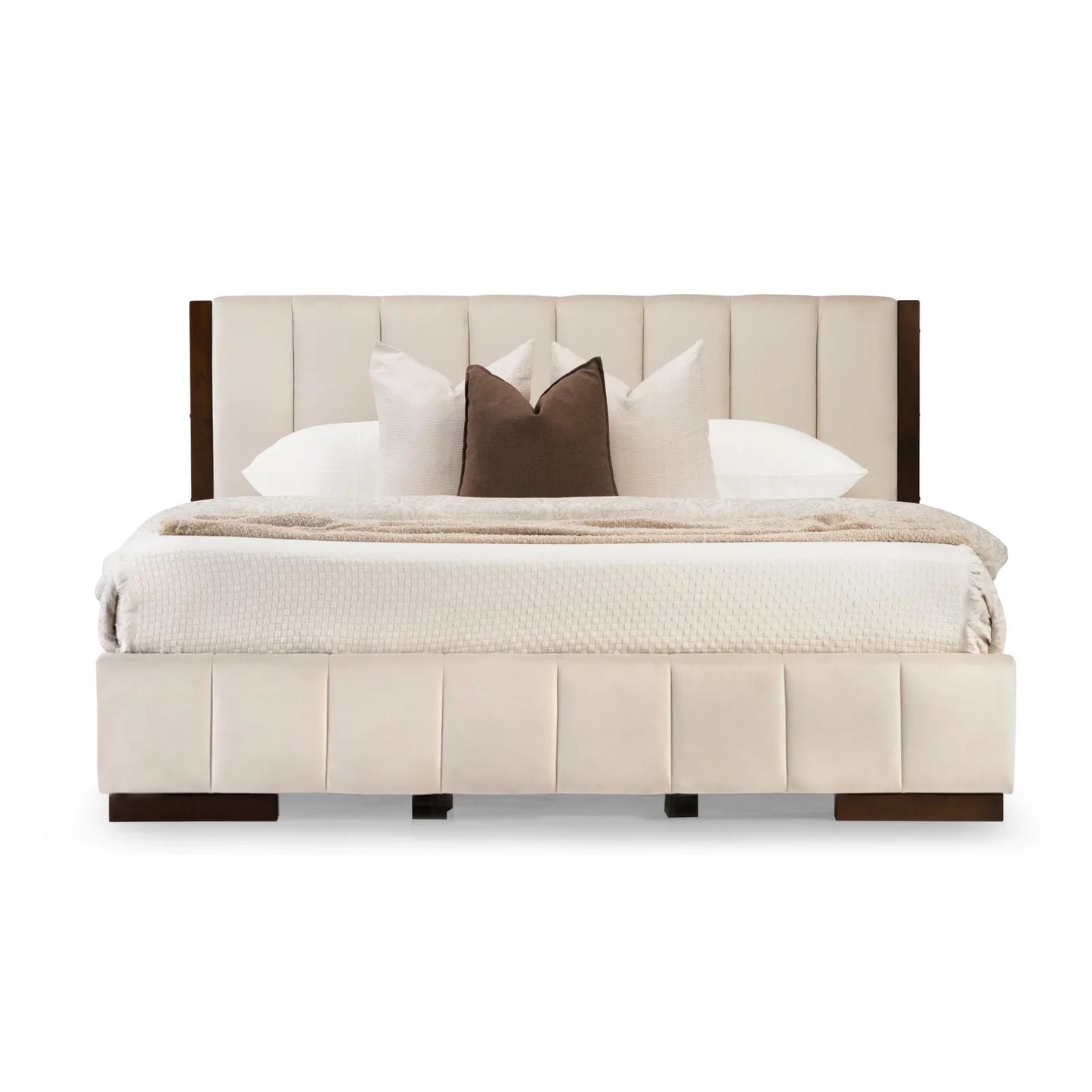 Upholstered Queen Size Bed with Tufted Headboard
