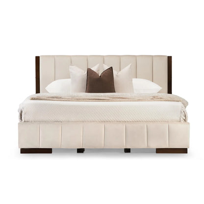 Upholstered Queen Size Bed with Tufted Headboard
