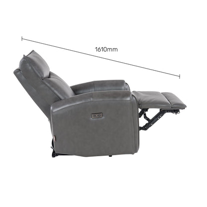 Leather 1 Seater Power Recliner with Charging Ports