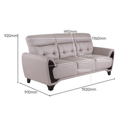Leather 3 Seater Sofa in Light Grey