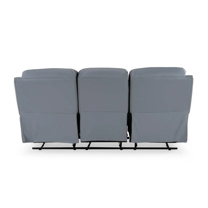 Leatherette 3 Seater Reclining Sofa in Smoke Grey
