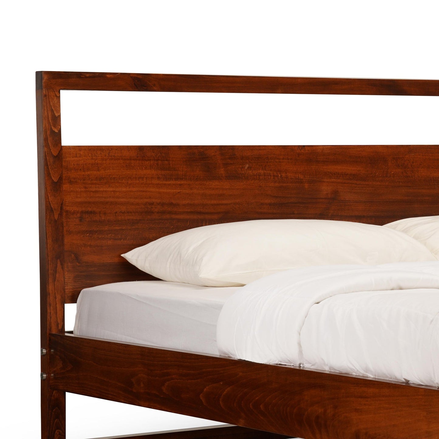 Solid Wood Queen Size Bed, Dark Oak Finish