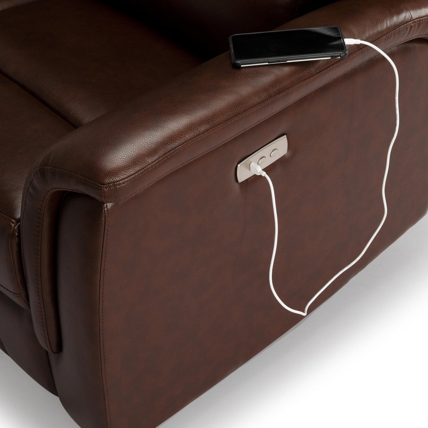 Leather 2 Seater Power Recliner with 2 USB Ports