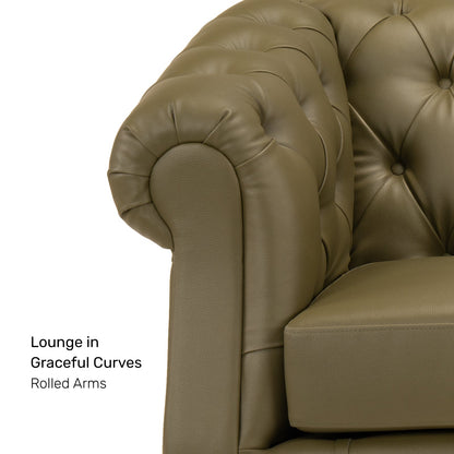 Leatherette 1 Seater Chesterfield Sofa in Olive Green