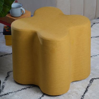 Linen Pouffe in Mustard Yellow