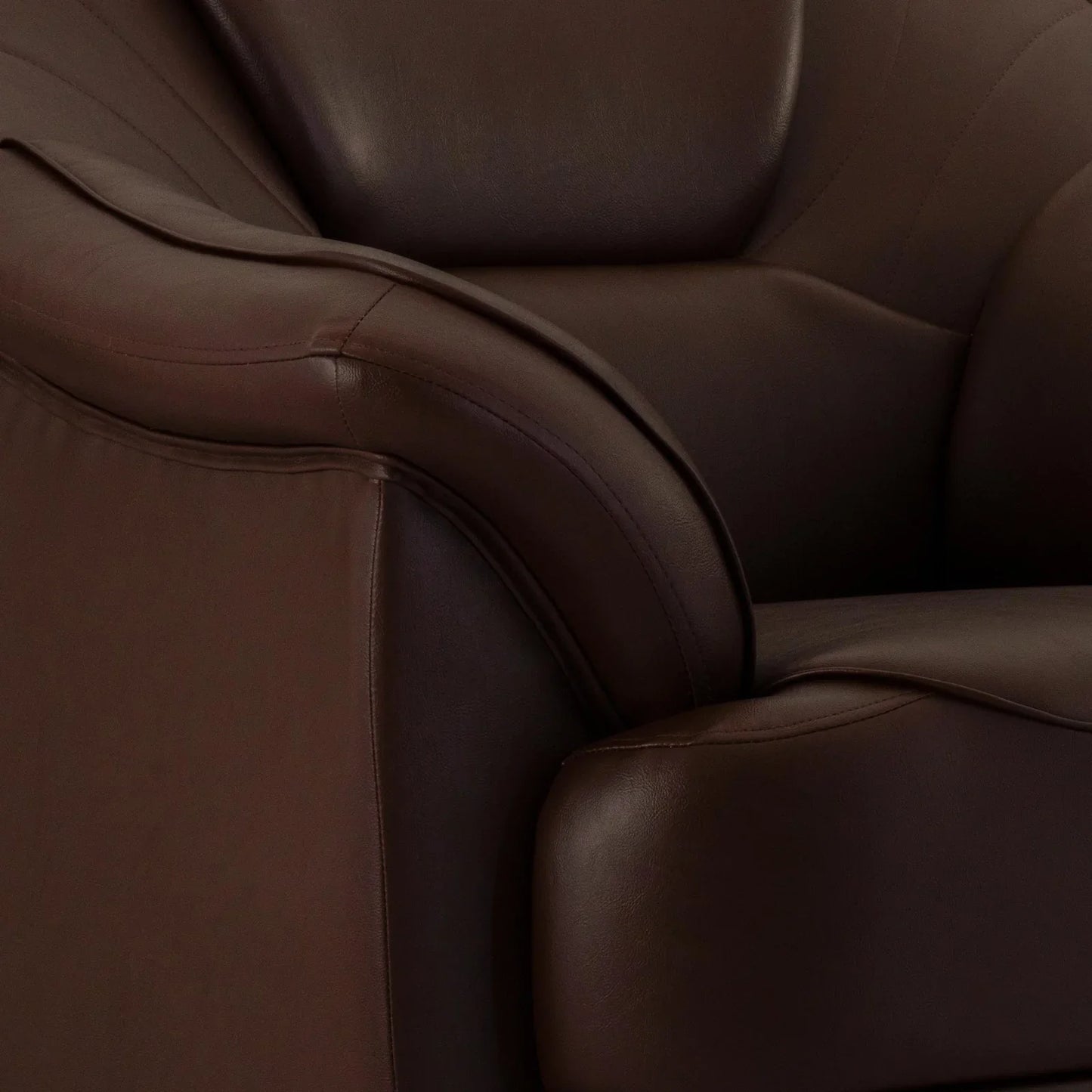 Leatherette 3 Seater Sofa in Cocoa Brown