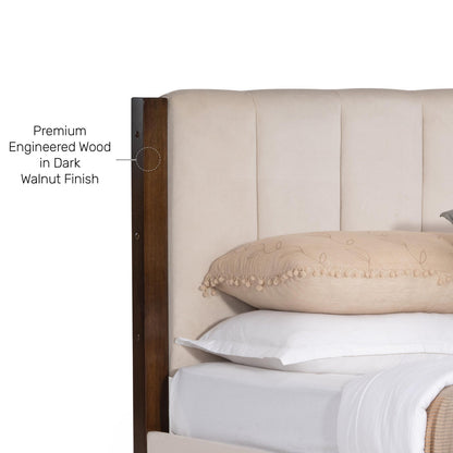 Upholstered Queen Size Bed with Tufted Headboard