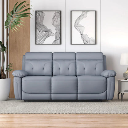 Leatherette 3 Seater Reclining Sofa in Smoke Grey