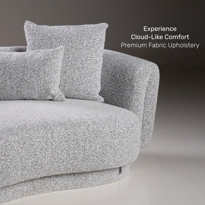 Boucle 2 Seater Curved Sofa in Moonlight Grey