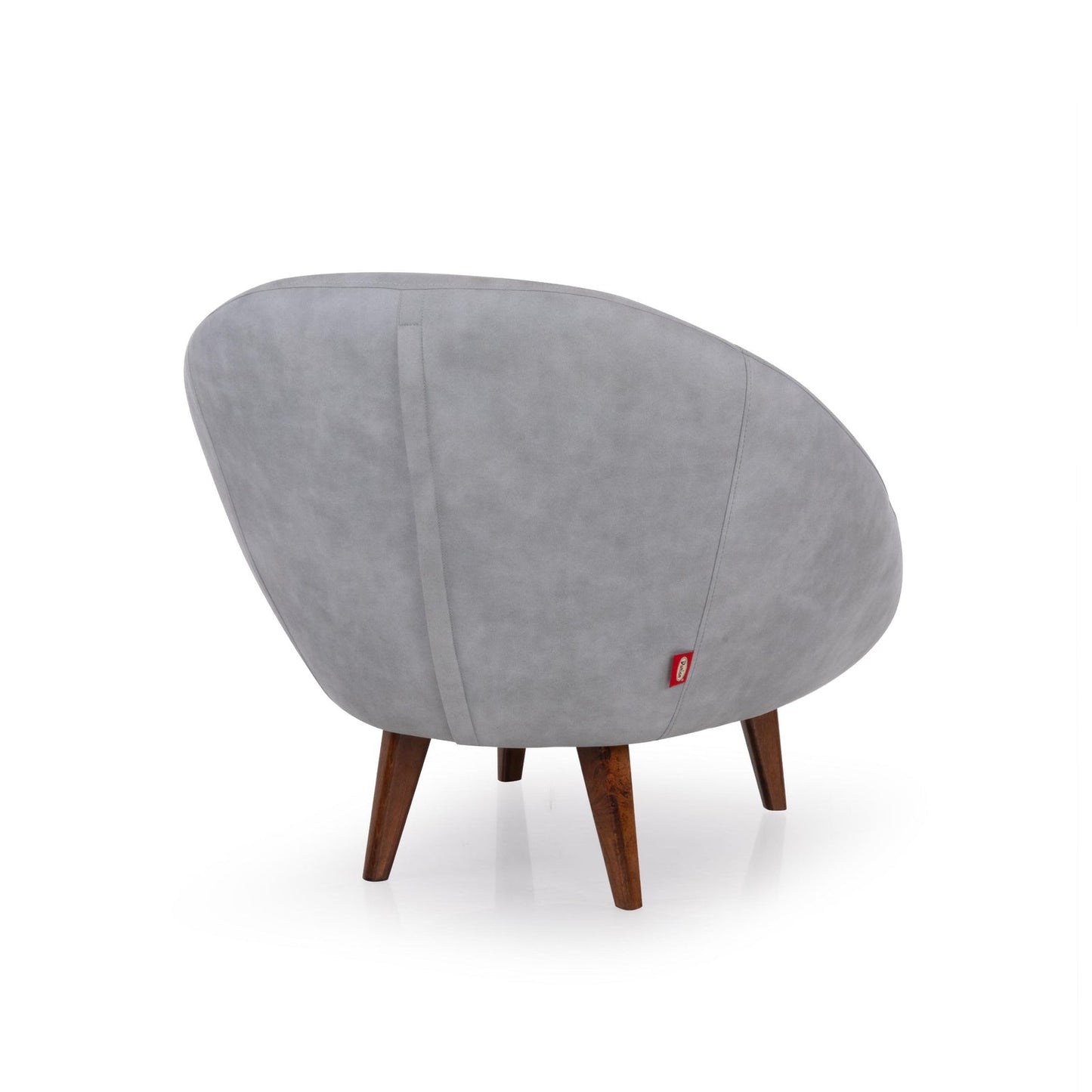 Suede Barrel-Back Accent Chair in Ice Grey