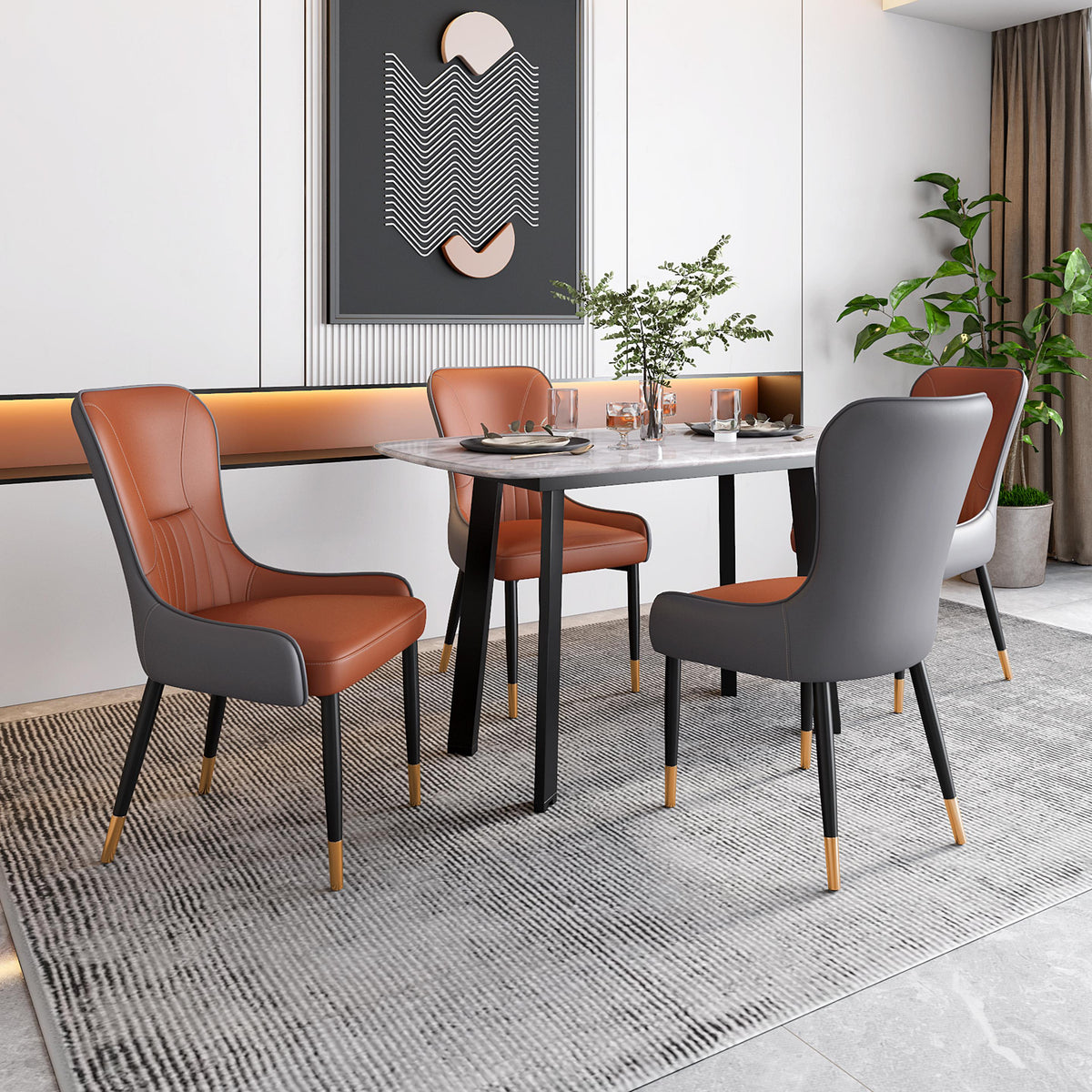 Natural Stone 4 Seater Dining Set in Marble Finish