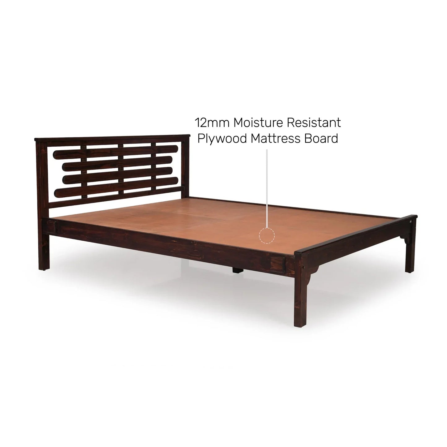 Solid Wood King Size Bed in Walnut Finish